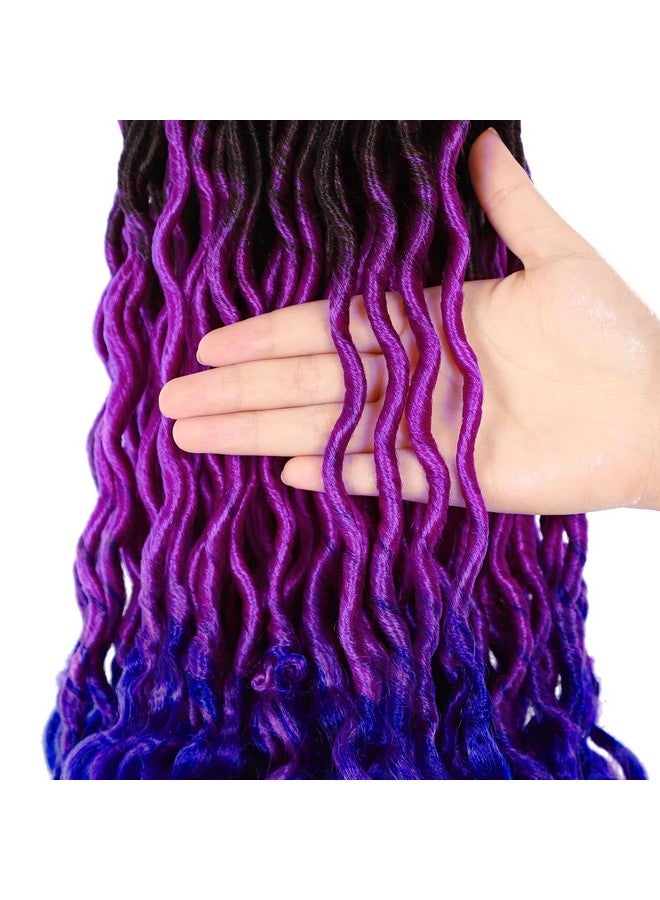 Ms Aloe Ms Aloe Ombre Faux Locs Crochet Hair 5Pack（120 Strands）Ombre Purple Blue Faux Locs Crochet Braids Hair Pre Looped Goddess Locs Crochet Curly Hair for Black Women (20inch,1B/Purple/Blue#)  - Image 4