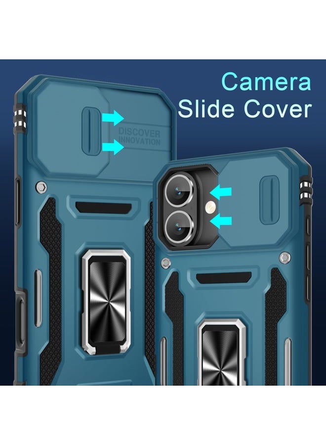 DEERLAMN Case for iPhone 16 Plus with Slide Camera Cover+Screen Protector (1 Pack), Rotated Ring Kickstand Military Grade Shockproof Protective Cover-Light Blue - Image 2