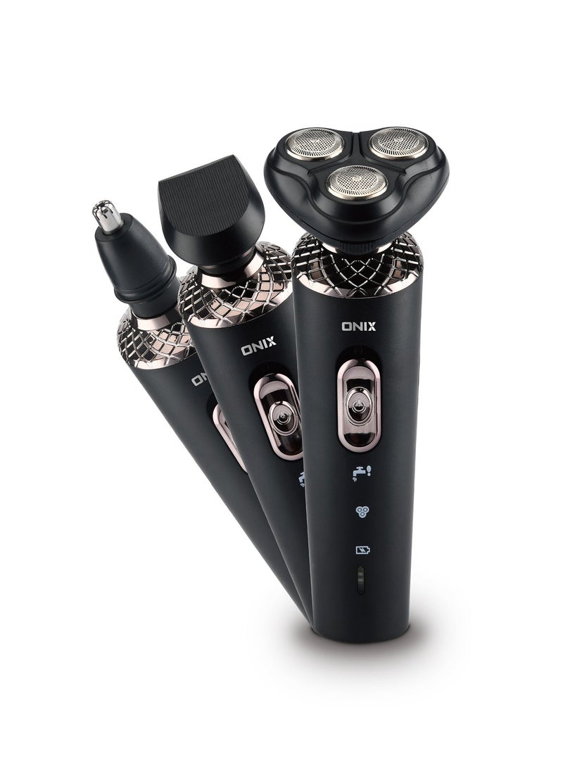 Onix 3-in-1 Grooming Kit for Men|Floating Shaver, Nose Trimmer, Sideburns Trimmer|Cordless, Type-C Charging, 2-Year Warranty, 1 Hour Runtime, High-Performance Battery with Charging Indicator|Includes Cleaning Brush, Oil & Cable|OGK 301 - Image 2