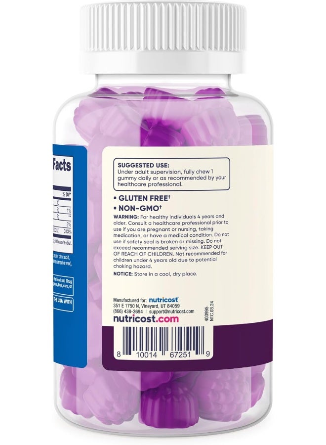 Nutricost Kids Vitamin D3 Gummies Mixed Berry Flavored for Ages 4+ - Image 4