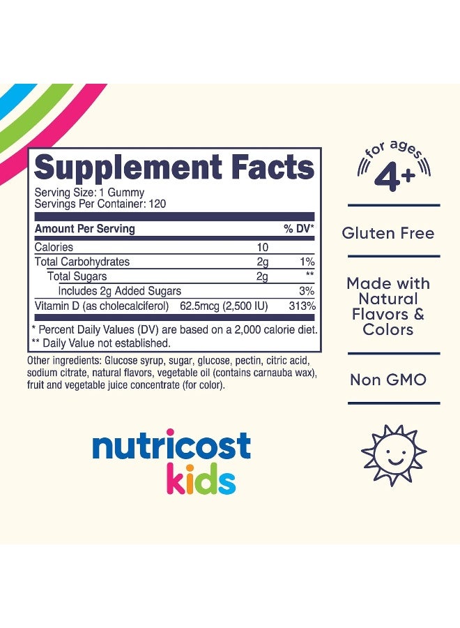Nutricost Kids Vitamin D3 Gummies Mixed Berry Flavored for Ages 4+ - Image 2