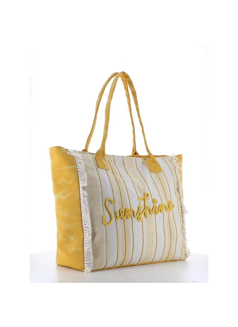 مارينا جالانتي Marina Galanti Women's Lula Fabric Beach Bag with Zip Closure – Yellow