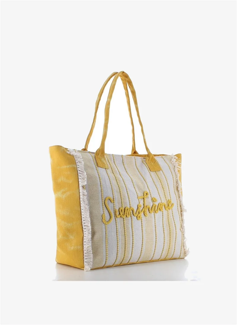 مارينا جالانتي Marina Galanti Women's Lula Fabric Beach Bag with Zip Closure – Yellow