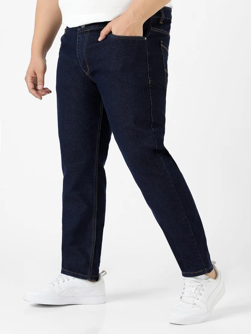 Urbano Fashion  Urbano Plus Men's Dark Blue Regular Fit Solid Jeans Stretchable  | Best Price UAE