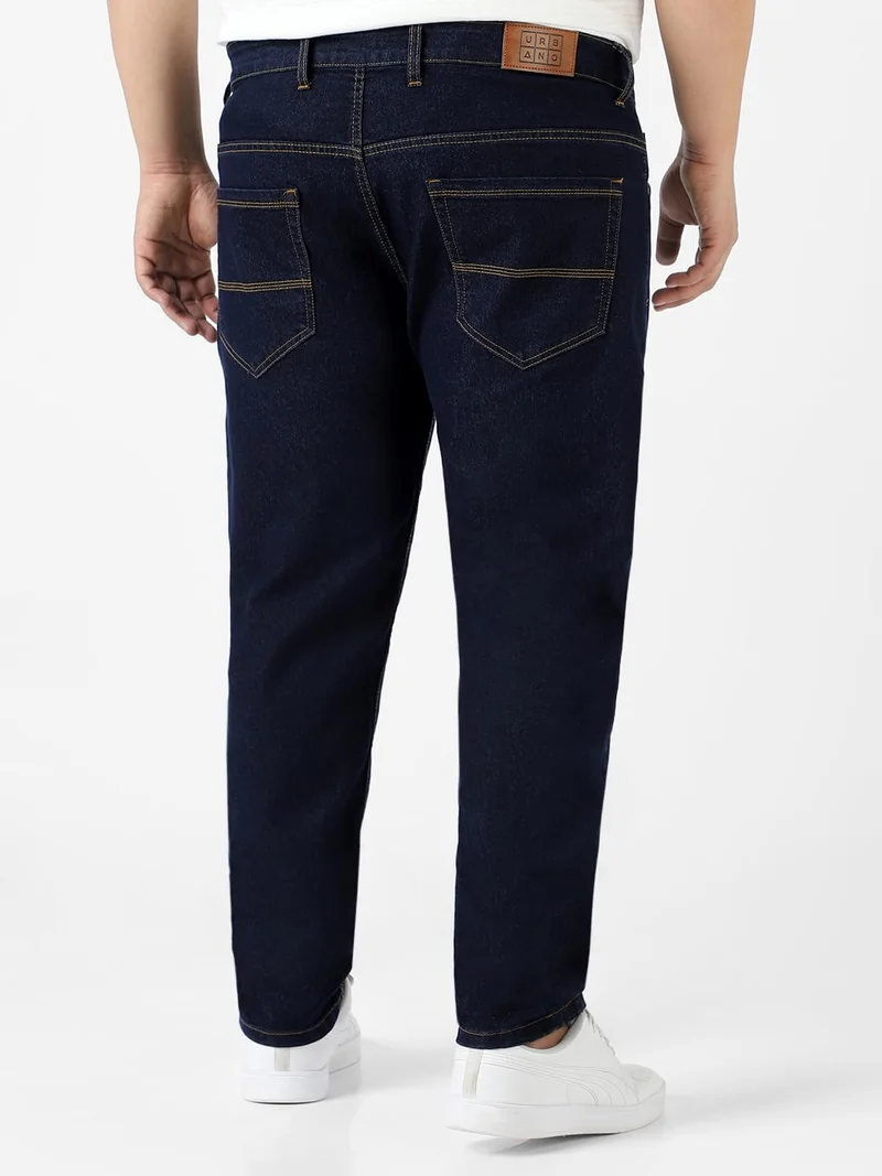 Urbano Fashion  Urbano Plus Men's Dark Blue Regular Fit Solid Jeans Stretchable  | Best Price UAE