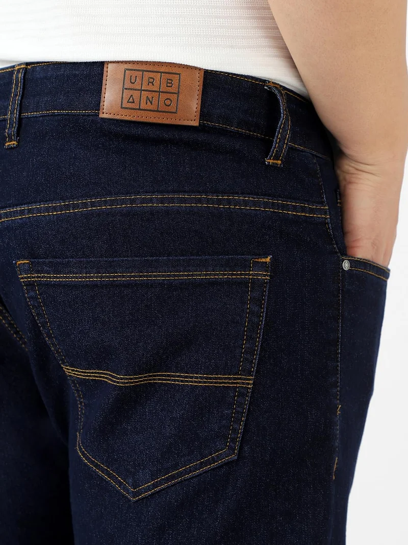 Urbano Fashion  Urbano Plus Men's Dark Blue Regular Fit Solid Jeans Stretchable  | Best Price UAE