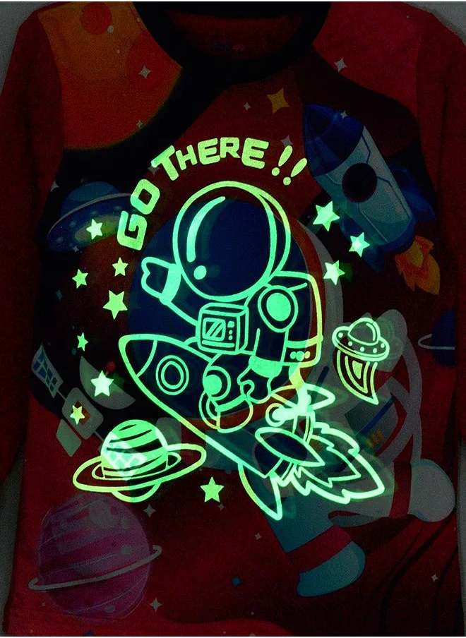 babyqlo Outer Space Glow-in-the-Dark Pajama Set for Boys