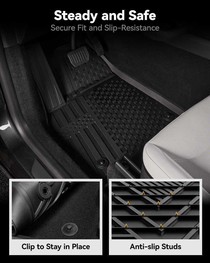3W Floor Mats Compatible for Tesla New Model Y 2025 2026 Juniper(Not for Standard), TPE All Weather Custom Fit Floor Liner for Model Y, 1st & 2nd Row Set Car Mats, Black - Image 5