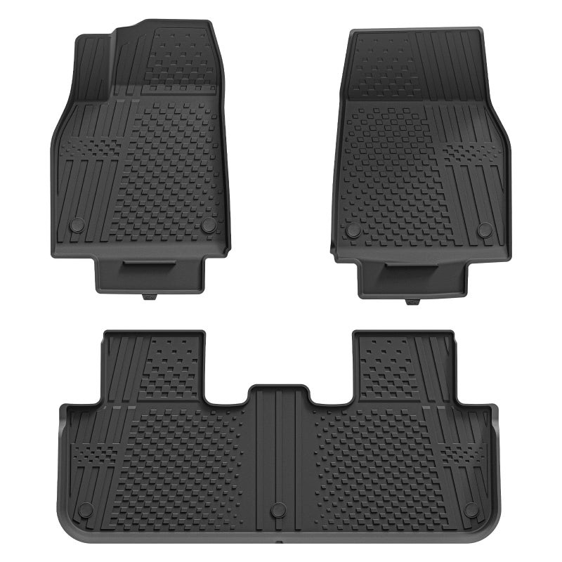 3W Floor Mats Compatible for Tesla New Model Y 2025 2026 Juniper(Not for Standard), TPE All Weather Custom Fit Floor Liner for Model Y, 1st & 2nd Row Set Car Mats, Black - Image 1