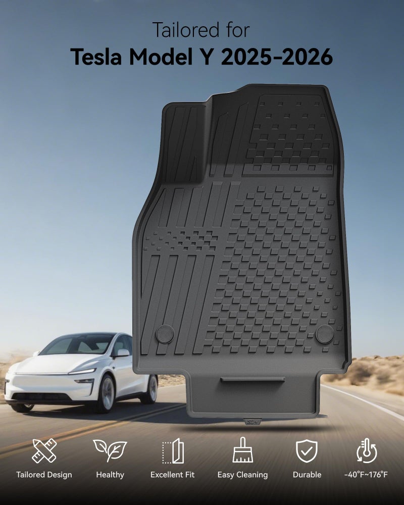 3W Floor Mats Compatible for Tesla New Model Y 2025 2026 Juniper(Not for Standard), TPE All Weather Custom Fit Floor Liner for Model Y, 1st & 2nd Row Set Car Mats, Black - Image 2