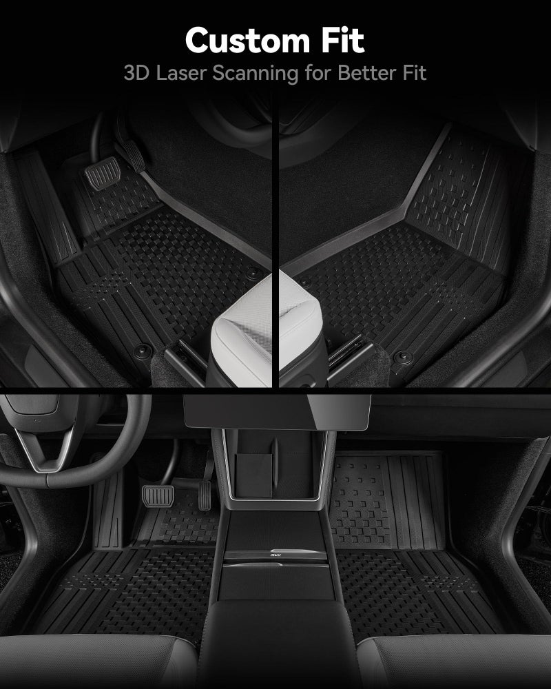 3W Floor Mats Compatible for Tesla New Model Y 2025 2026 Juniper(Not for Standard), TPE All Weather Custom Fit Floor Liner for Model Y, 1st & 2nd Row Set Car Mats, Black - Image 4