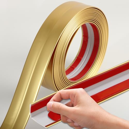 Coengwui L-Shaped Corner Guards, Peel and Stick Molding Trim for Furniture Edge Bumper, Table Door Frame Protection and Decoration (Matte Gold, 16.4ft x 1.6in) - Image 1