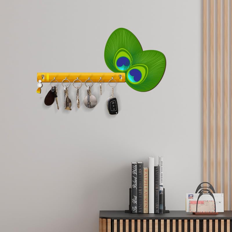 inultimate Krishna Flute Glossy HD Quality Print Decorative Key Holder for Home Decor Key Hangers Keychain Holder 3.4 mm Thick - Image 2