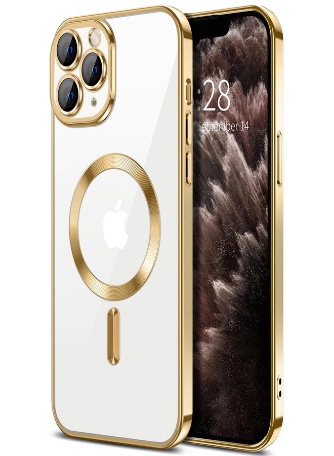 Hython Magnetic Clear for iPhone 11 Pro Max Case with Camera Lens Protector [Compatible with MagSafe] Plating Edge Slim Soft TPU Cover Protective Phone Case for iPhone 11 Pro Max 6.5", Gold - Image 1