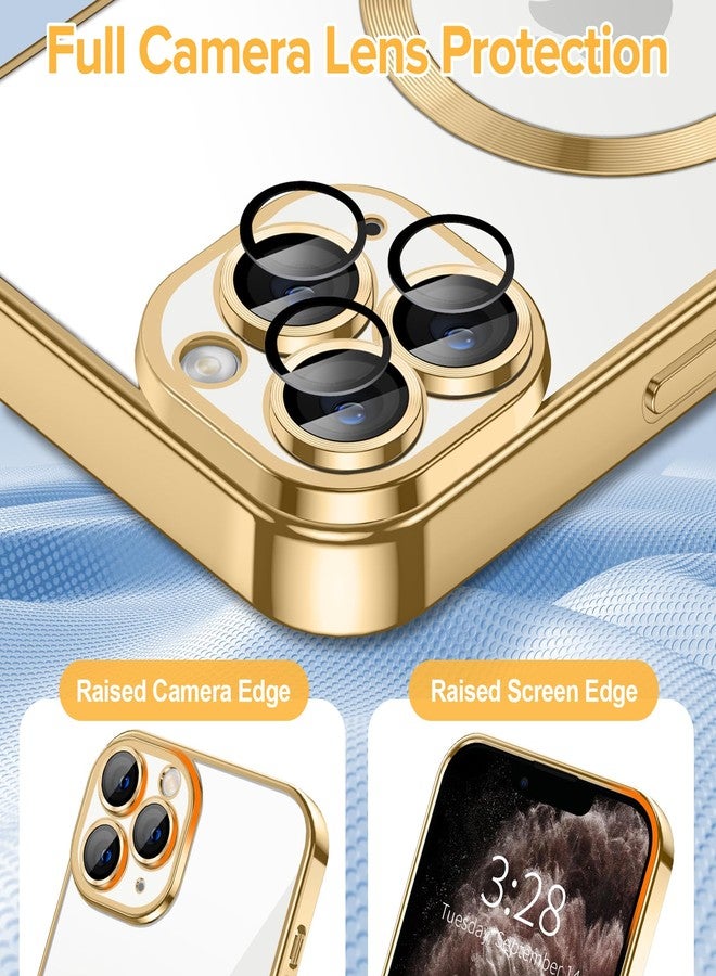 Hython Magnetic Clear for iPhone 11 Pro Max Case with Camera Lens Protector [Compatible with MagSafe] Plating Edge Slim Soft TPU Cover Protective Phone Case for iPhone 11 Pro Max 6.5", Gold - Image 4