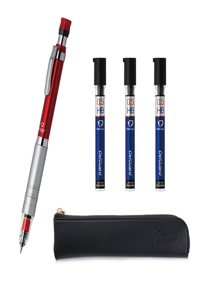 QULLITY ZEBRA Deguard Type Lx 0.5 Red and 0.5 HB leads, qullity original Black slim pen case, 1 Count (Pack of 3) - Image 1