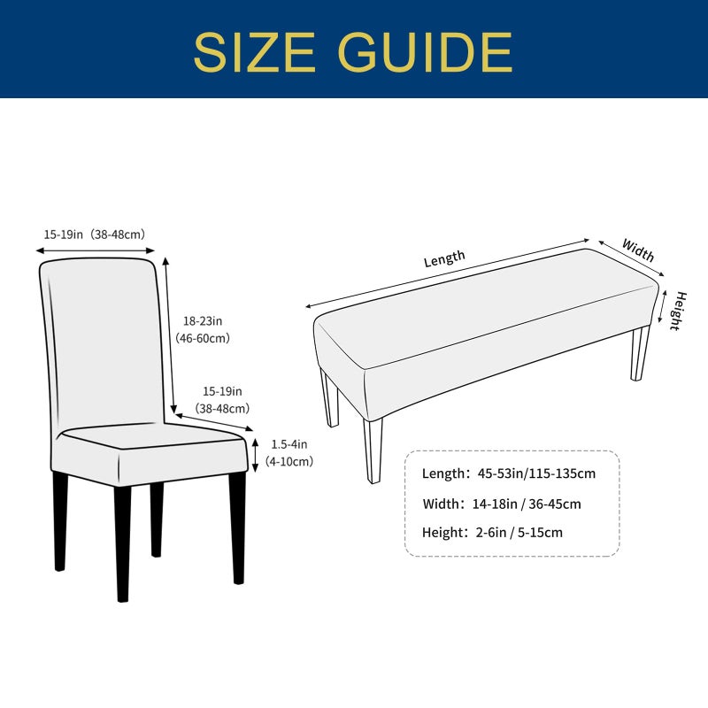 NILUOH Dining Room Chair Covers Set of 4 with 1 PC Bench Cover, Stretch Removable Washable Parsons Chair Slipcover Protector Living Room Decoration (Patterned 01) - Image 3