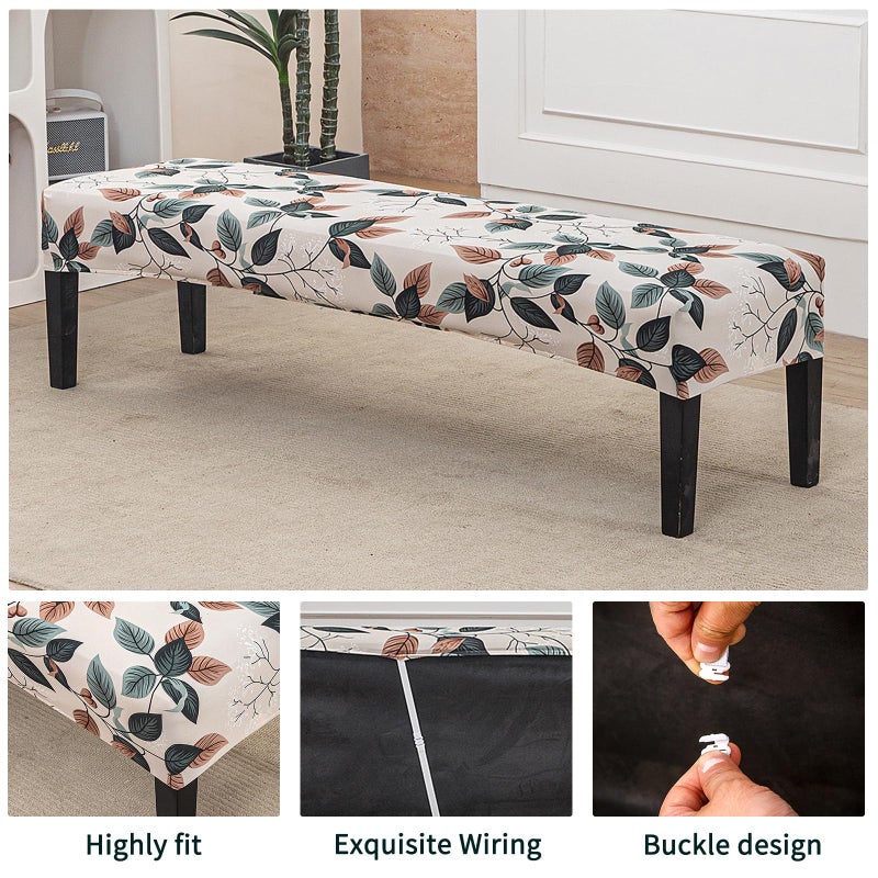 NILUOH Dining Room Chair Covers Set of 4 with 1 PC Bench Cover, Stretch Removable Washable Parsons Chair Slipcover Protector Living Room Decoration (Patterned 01) - Image 5