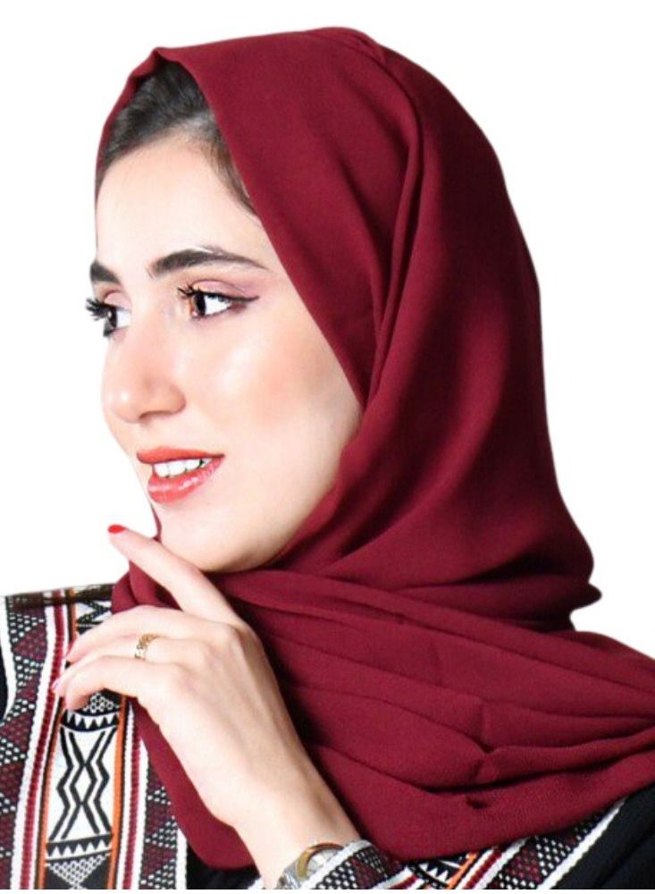 BHNS Fixed veil in dark red and multiple plain colors VIP- chiffon veil suitable for-abaya-clothing-hijab luxury lightweight abaya Islamic women's scarf medium shawl with high quality  - Image 1