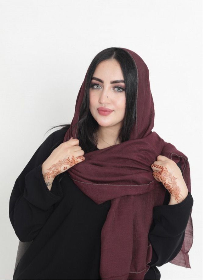 BHNS Fixed veil in dark red and multiple plain colors VIP- chiffon veil suitable for-abaya-clothing-hijab luxury lightweight abaya Islamic women's scarf medium shawl with high quality  - Image 2