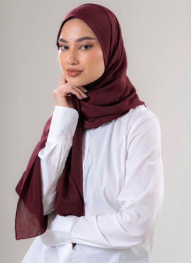 BHNS Fixed veil in dark red and multiple plain colors VIP- chiffon veil suitable for-abaya-clothing-hijab luxury lightweight abaya Islamic women's scarf medium shawl with high quality  - Image 3