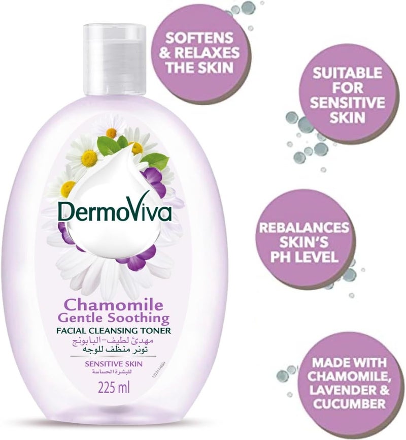 Dermoviva Chamomile Gentle Soothing Facial Cleansing Toner - 225 ml - Image 3