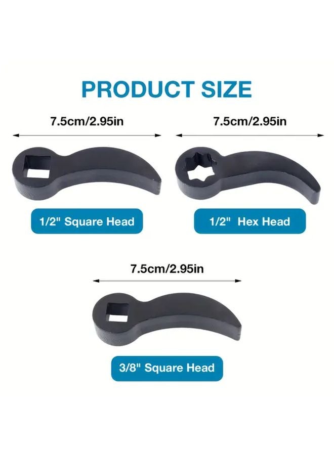 3pcs 1 2 And 3 8 Pry Bar Wrench Adapter Ratchet Attachment Car Repair Tool - Image 3