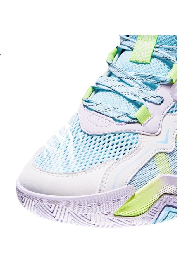 Erke Kids Basketball Shoes For Boys Big Kids With Velcro Strap, Shock Absorption And Wear Resistance, White/seaside Blue, Size 33 - Image 2