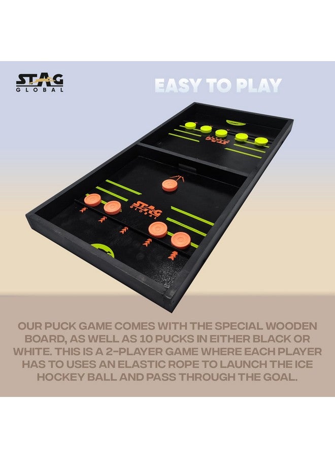STAG GLOBAL Large String Hockey Game, Wooden Hockey Table Game, Fast Paced Slingshot Game Board, Rapid Sling Table Battle Speed String Puck Game for Kids Adults & Family Party, Large Size - Image 3
