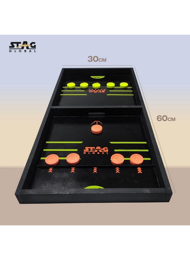 STAG GLOBAL Large String Hockey Game, Wooden Hockey Table Game, Fast Paced Slingshot Game Board, Rapid Sling Table Battle Speed String Puck Game for Kids Adults & Family Party, Large Size - Image 2