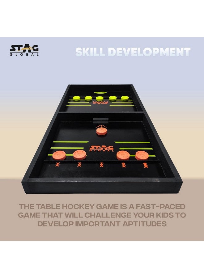 STAG GLOBAL Large String Hockey Game, Wooden Hockey Table Game, Fast Paced Slingshot Game Board, Rapid Sling Table Battle Speed String Puck Game for Kids Adults & Family Party, Large Size - Image 4
