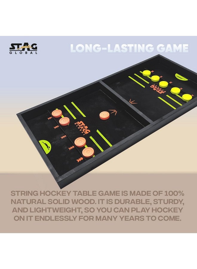 STAG GLOBAL Large String Hockey Game, Wooden Hockey Table Game, Fast Paced Slingshot Game Board, Rapid Sling Table Battle Speed String Puck Game for Kids Adults & Family Party, Large Size - Image 5