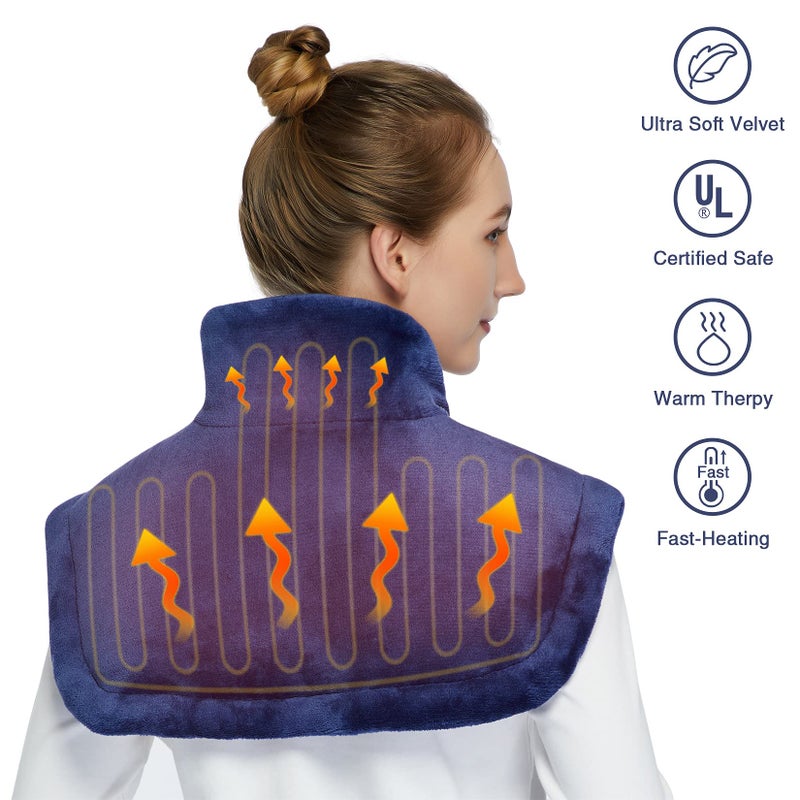 CAROMIO Weighted Heating Pad for Neck and Shoulders - UL Certified, 2.2lb Large Electric Fast Heating Pad for Pain Relief and Deep Pressure Therapy, 22"x19" Size for Neck Pain and Cramps - Image 3