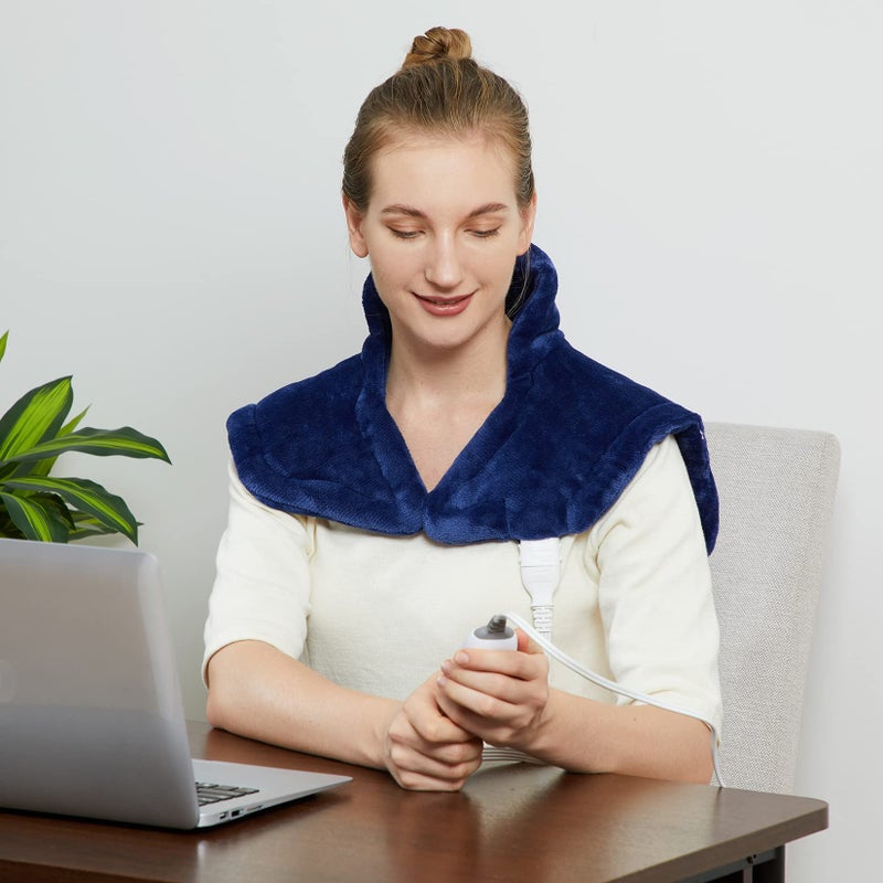 CAROMIO Weighted Heating Pad for Neck and Shoulders - UL Certified, 2.2lb Large Electric Fast Heating Pad for Pain Relief and Deep Pressure Therapy, 22"x19" Size for Neck Pain and Cramps - Image 1