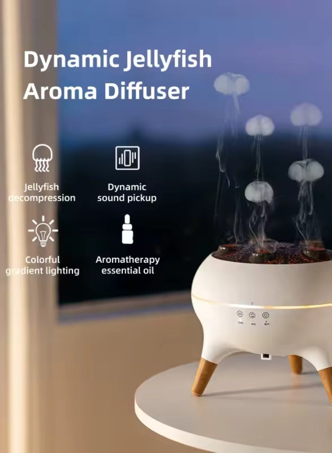 ج ت س آ ل موزع عطر مرطب بشكل قنديل البحر المتحرك – بجهاز تحكم عن بعد،  إضاءة ليلية، تشغيل صامت، رذاذ فائق وميزة الإيقاف التلقائي – مناسب للنوم والمكتب - Image 3