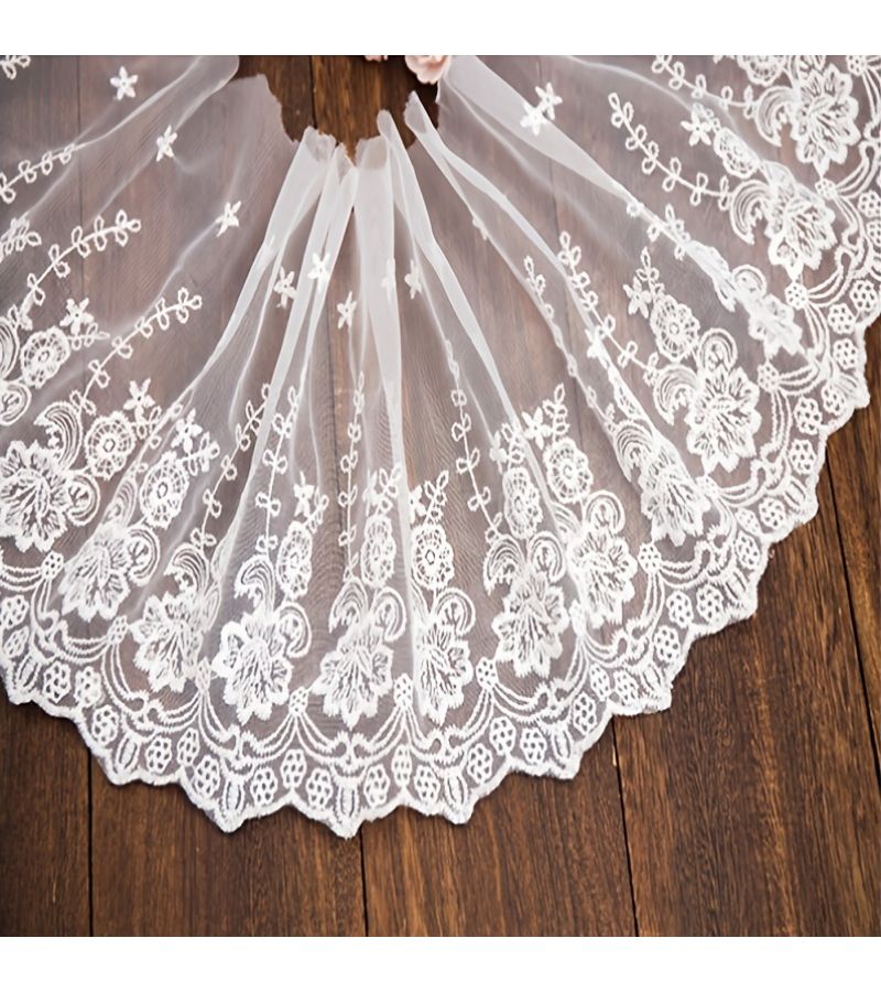 White Sheer Lace Trim Floral Embroidered Border for Curtains Home Textile - Image 5