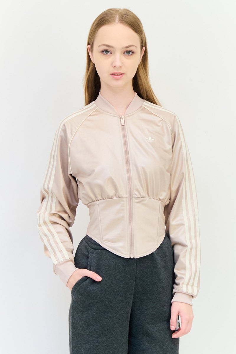 adidas Originals Women Sportswear Fit Long Sleeve Outdoor Corset Jacket, Beige  - Image 1