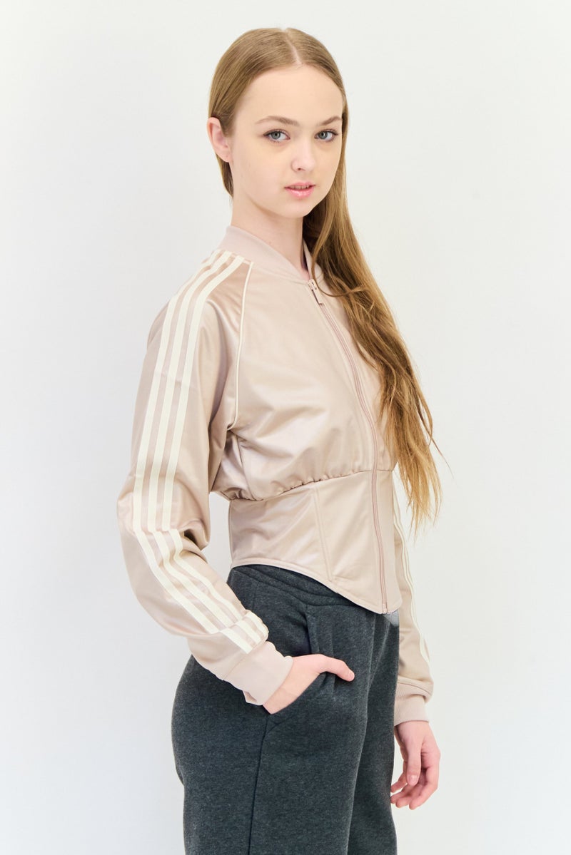 adidas Originals Women Sportswear Fit Long Sleeve Outdoor Corset Jacket, Beige  - Image 3
