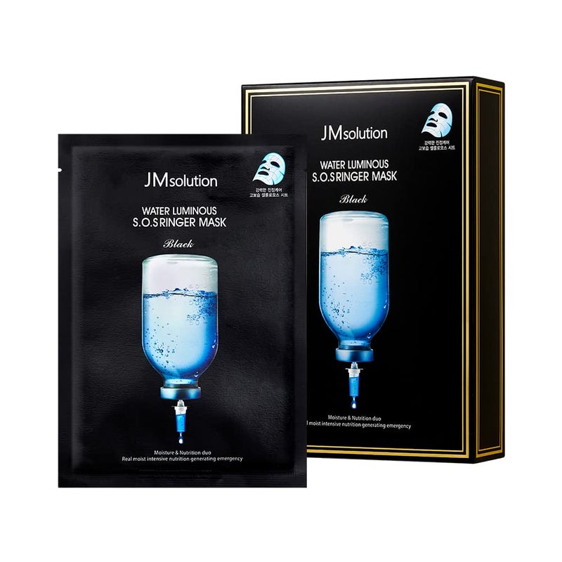 JMsolution Water Luminous S.O.S Ringer Mask Black - Korean Skin care-Rich Hydrated Smooth Moisture -10 sheets for All Skin type - Image 1