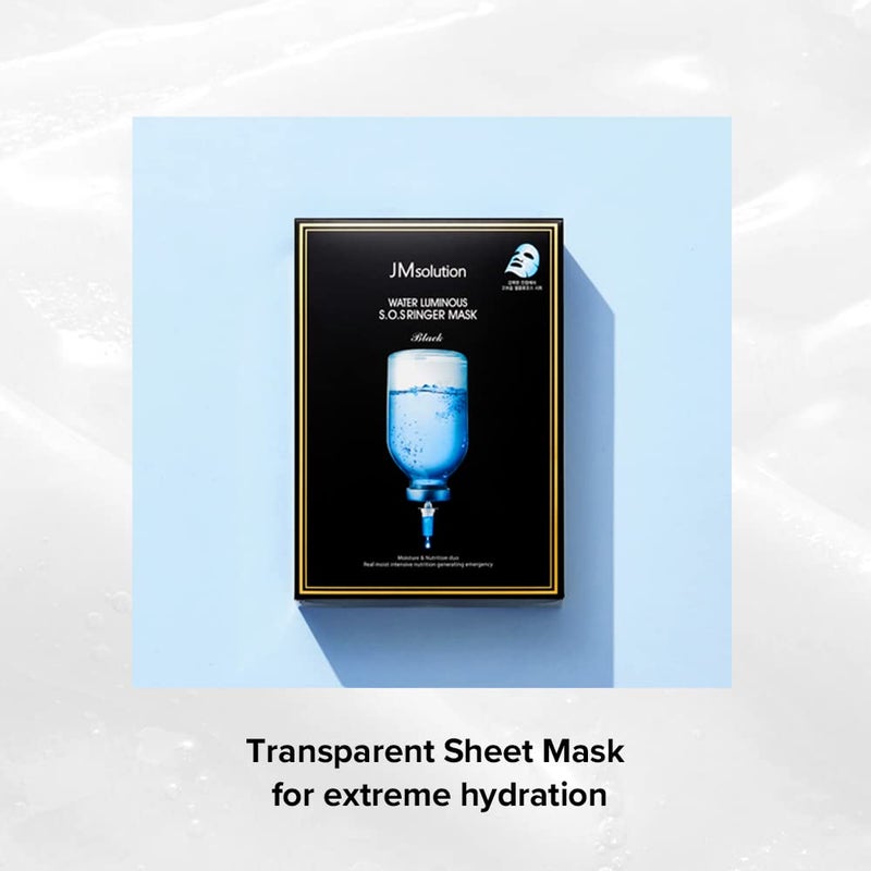 JMsolution Water Luminous S.O.S Ringer Mask Black - Korean Skin care-Rich Hydrated Smooth Moisture -10 sheets for All Skin type - Image 4