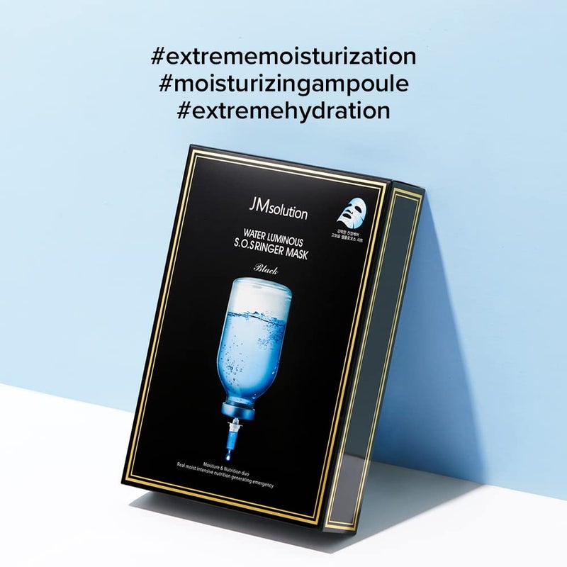 JMsolution Water Luminous S.O.S Ringer Mask Black - Korean Skin care-Rich Hydrated Smooth Moisture -10 sheets for All Skin type - Image 5