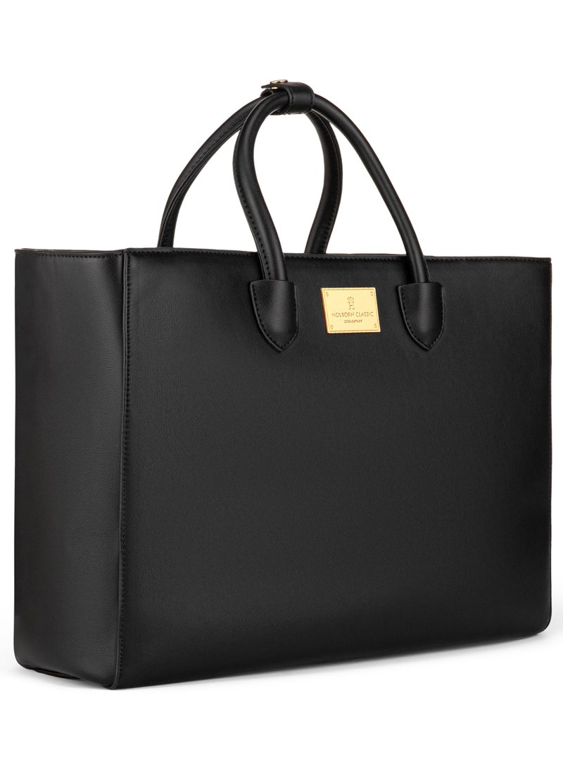 HOLBORN CLASSIC Holborn Classic Tiara Everyday Tote - Black - Women's Work Bag - Vegan Leather  - Image 2