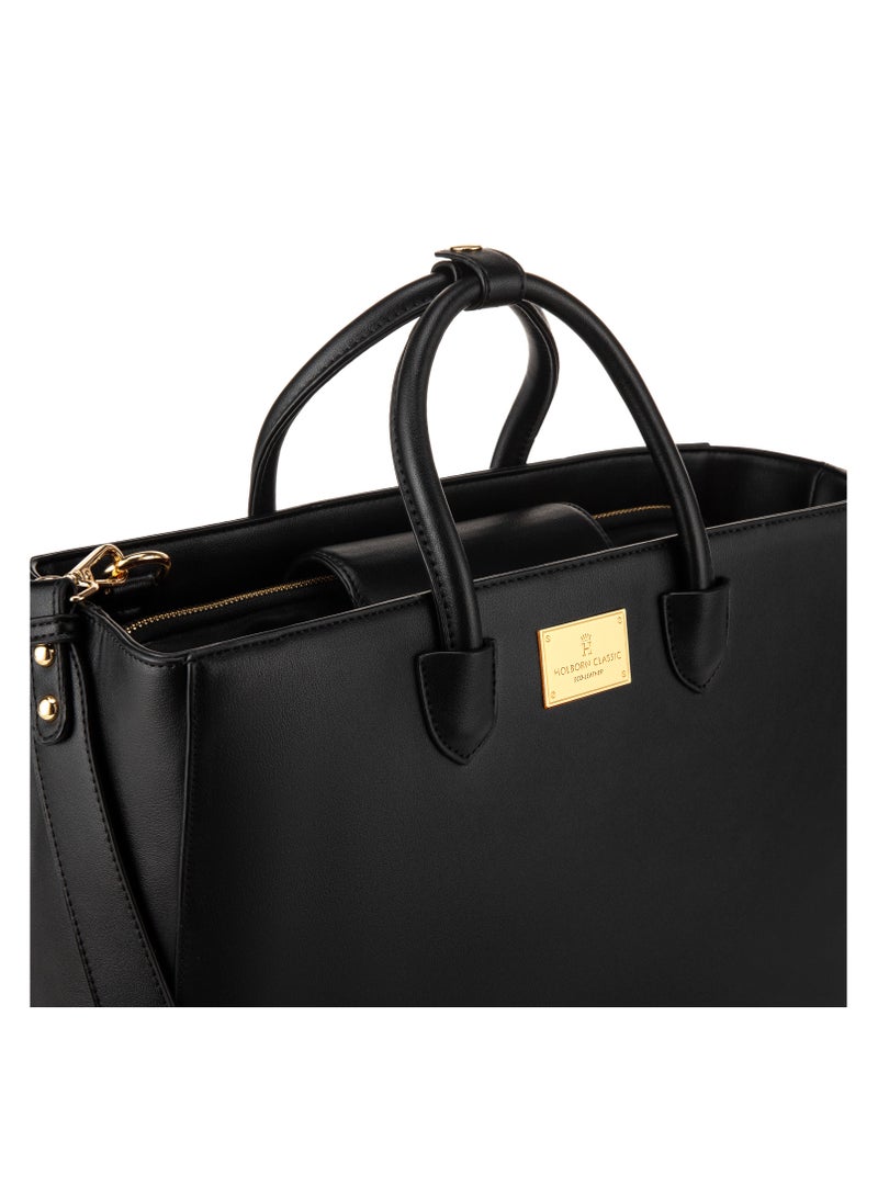 HOLBORN CLASSIC Holborn Classic Tiara Everyday Tote - Black - Women's Work Bag - Vegan Leather  - Image 3