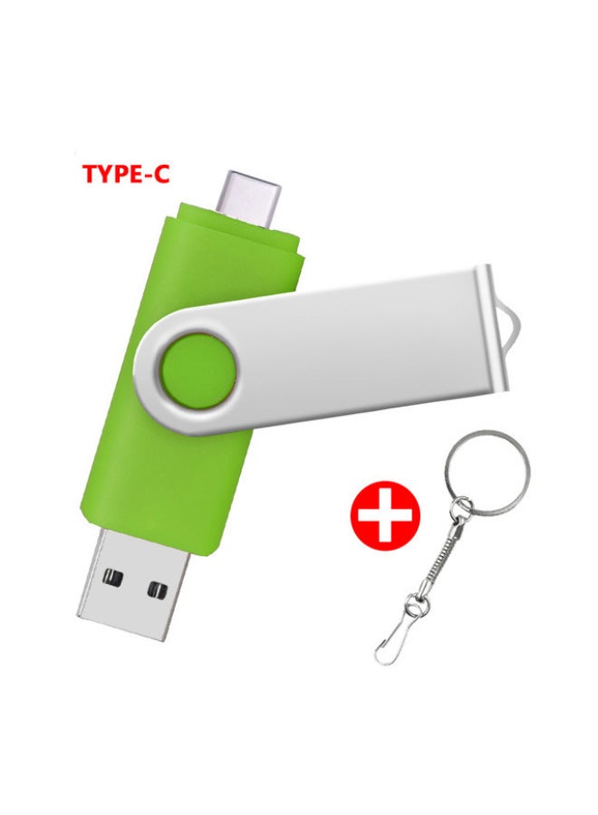 TYPE-C Mobile Phone U Disk OTG Rotating U Disk Can Be Fixed LOGO U Disk 8G16G32G64G128G Gift U Disk-color:TYPE-C Rotating Green-capacity:3.0 32GB - Image 1
