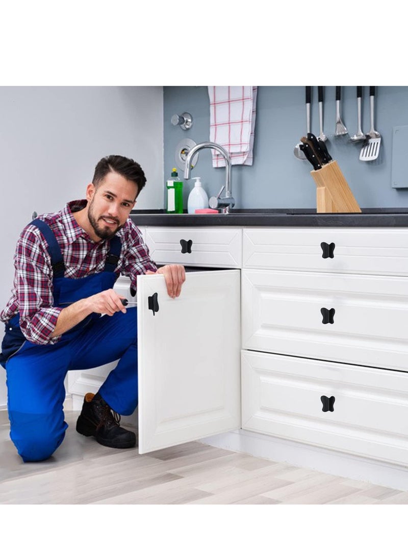 SYOSI Cabinet Knobs Drawer Dresser Pulls Animal Hardware Alloy Handles Furniture Cupboard Wardrobe Door Handle Butterfly 4 Pcs Black - Image 2