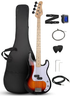 Jidyous Electric Bass Guitar Full Size 4 String with Bass Bag,Strings,Tuner,Strap,Picks and Amp Cord,Sun Colour ﻿  - Image 1