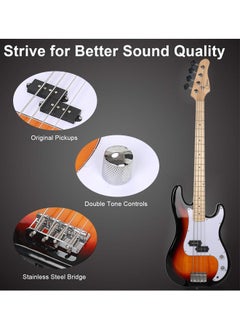 Jidyous Electric Bass Guitar Full Size 4 String with Bass Bag,Strings,Tuner,Strap,Picks and Amp Cord,Sun Colour ﻿  - Image 5