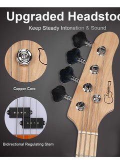 Jidyous Electric Bass Guitar Full Size 4 String with Bass Bag,Strings,Tuner,Strap,Picks and Amp Cord,Sun Colour ﻿  - Image 4
