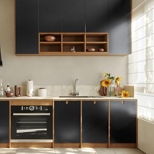 Abyssaly Refrigerator Wrap Peel and Stick Wallpaper Black Metallic Stainless Steel Brushed Contact Paper for Appliances Thick Heat Resistant Fridge Wrap for Microwave Oven 15.7" X 78.2" - Image 5