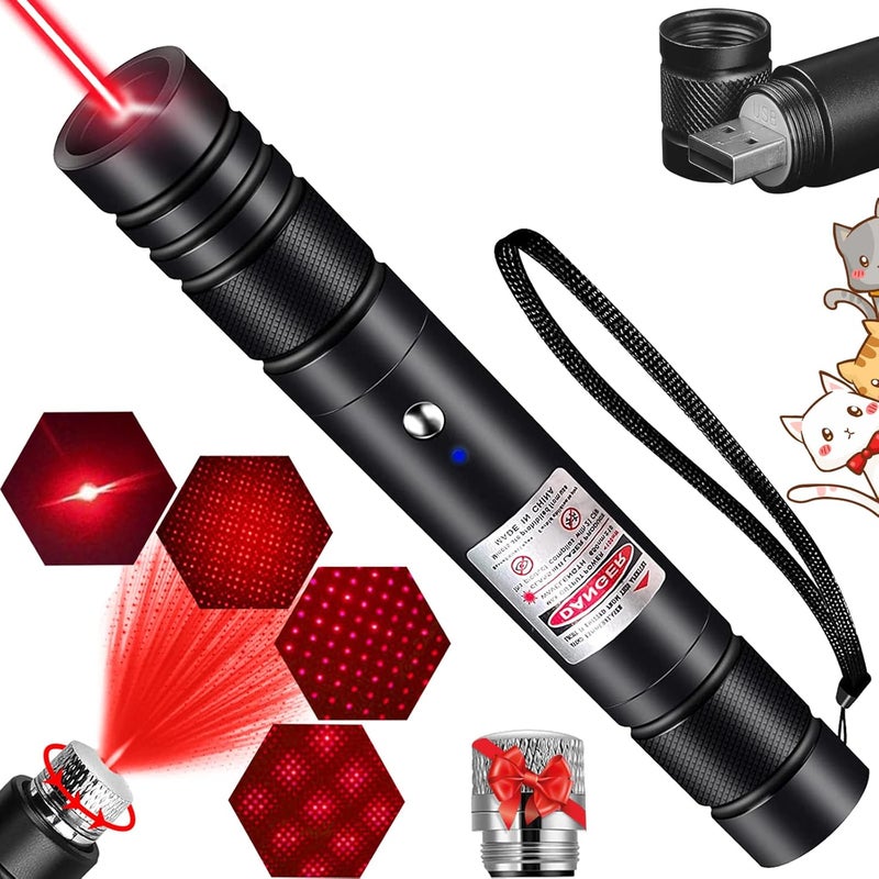 MIPREZT [احترافي] مصباح يدوي قابل لإعادة الشحن بالخط الأحمر طويل المدى لشاشات التلفاز/LED/LCD/المصابيح اليدوية التكتيكية/العرض التقديمي/المكتب/الخارج/الفلك/البناء [001]
